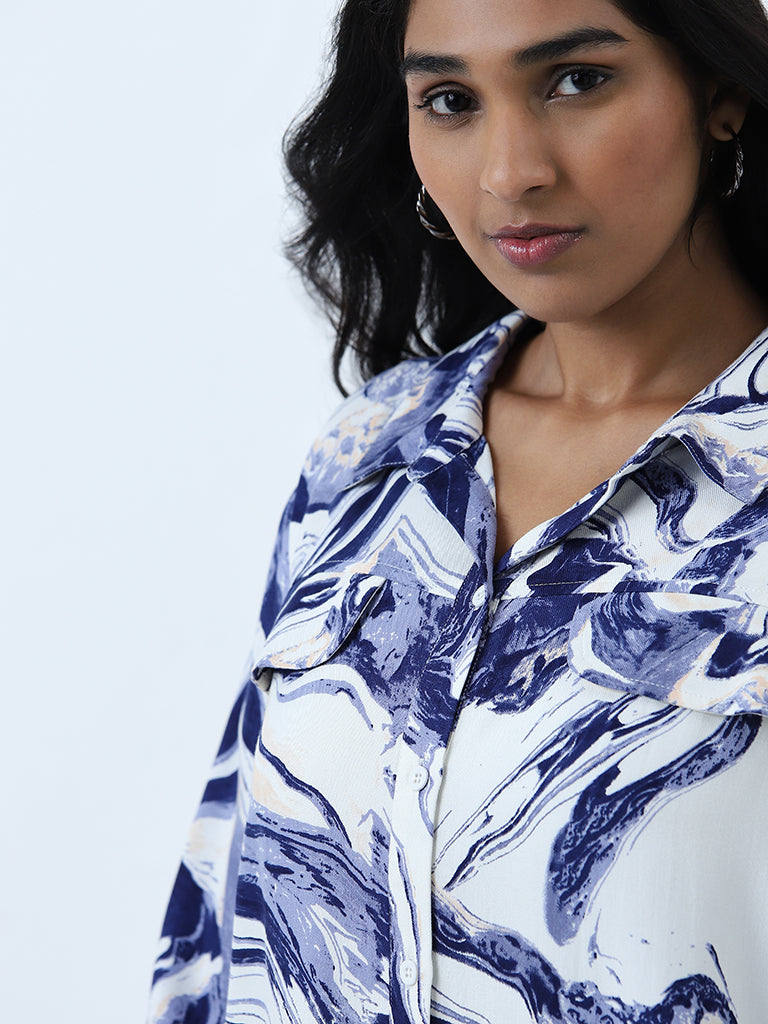 Gia Blue Abstract Design Shirt