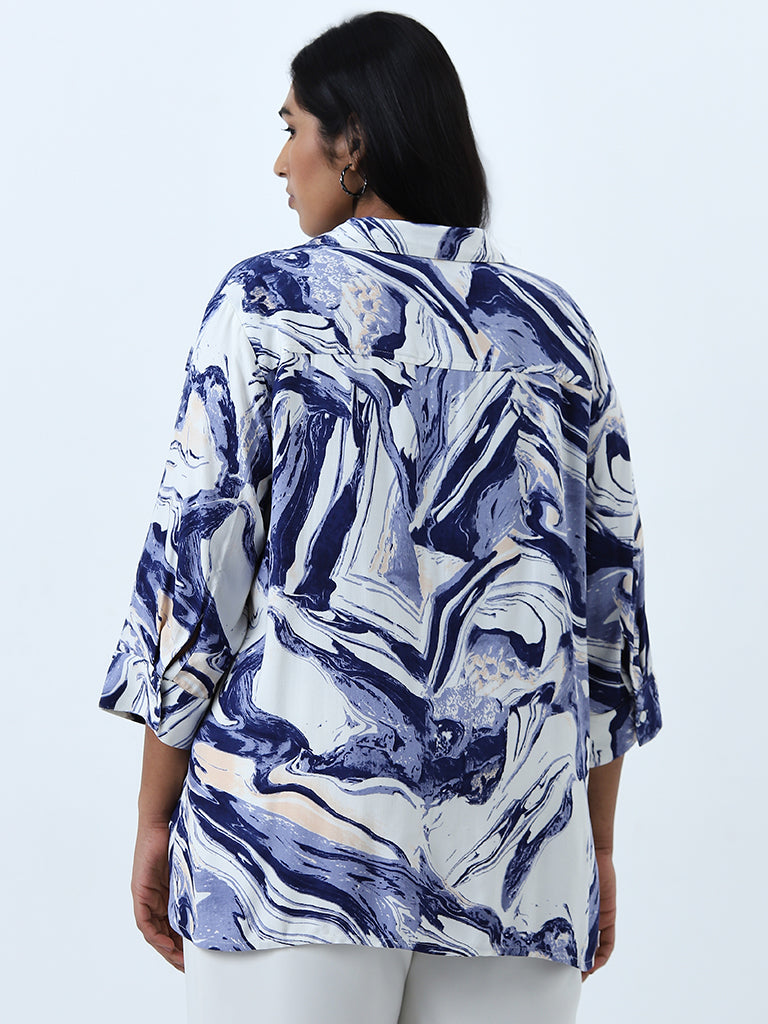 Gia Blue Abstract Design Shirt