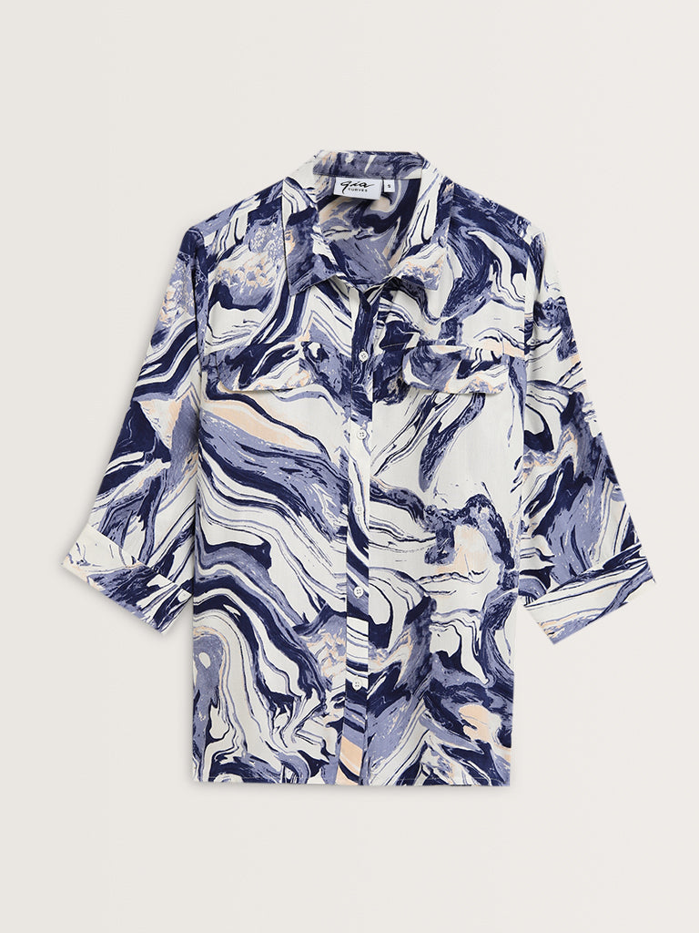 Gia Blue Abstract Design Shirt