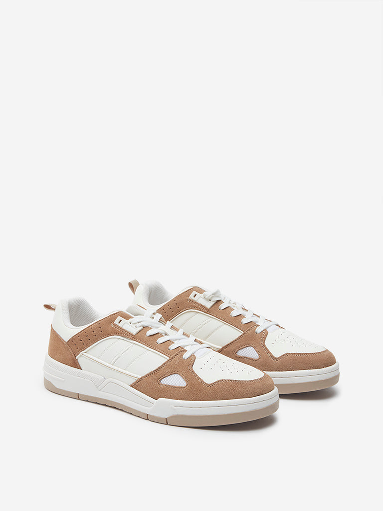 SOLEPLAY Taupe Colour-Blocked Lace-Up Sneakers