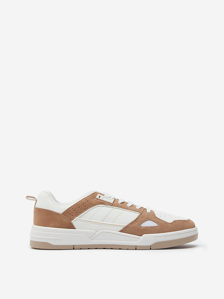 SOLEPLAY Taupe Colour-Blocked Lace-Up Sneakers