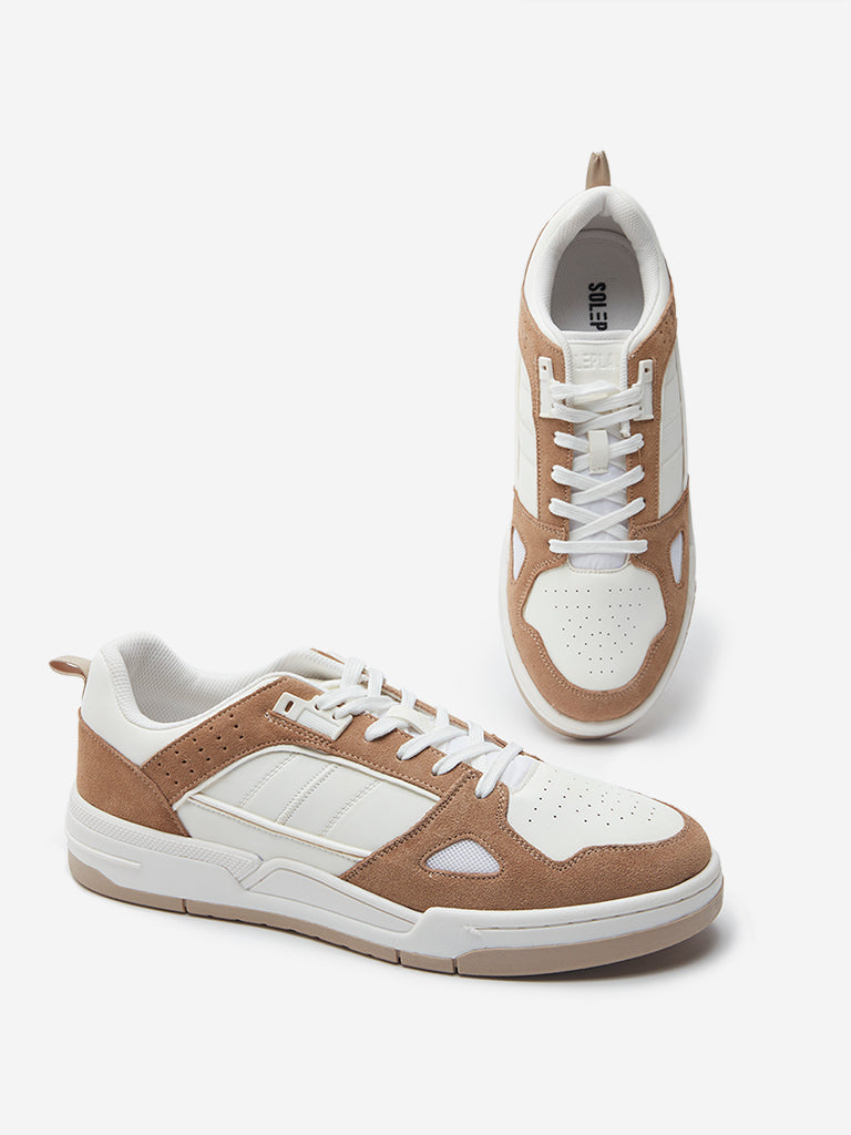 SOLEPLAY Taupe Colour-Blocked Lace-Up Sneakers