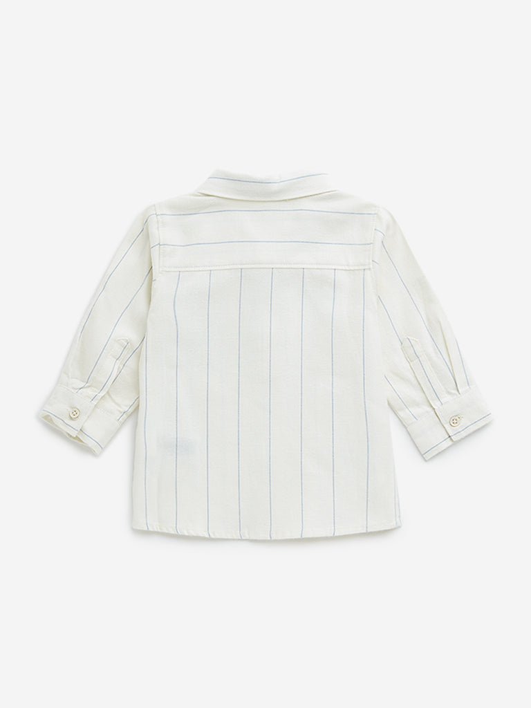 HOP Baby White Striped Cotton Shirt