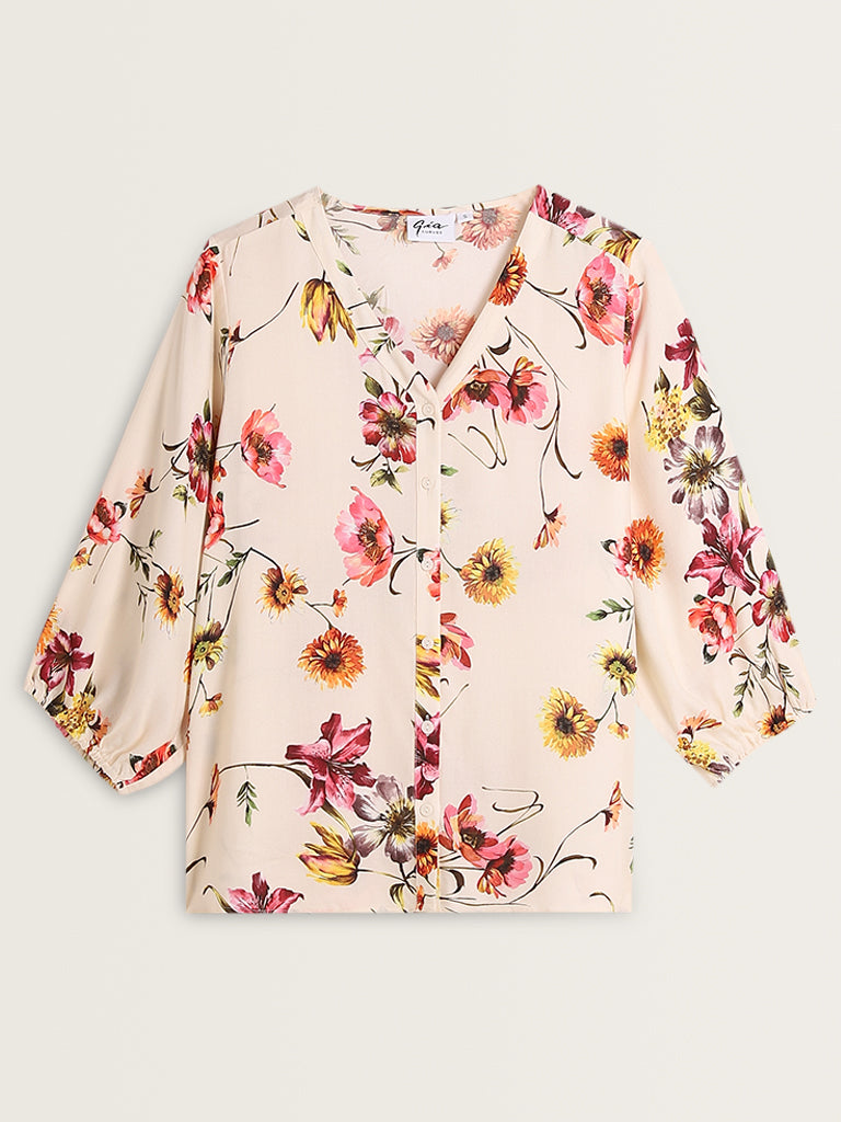 Gia Multicolour Floral Print Top