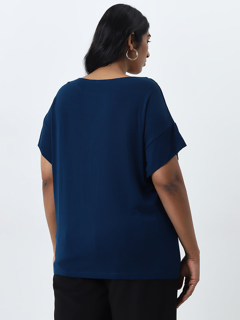 Gia Teal Solid Cotton T-Shirt