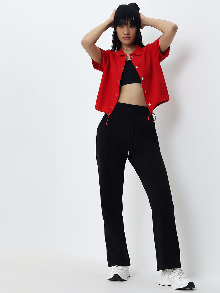 Studiofit Red Waffle Textured Cotton Jacket