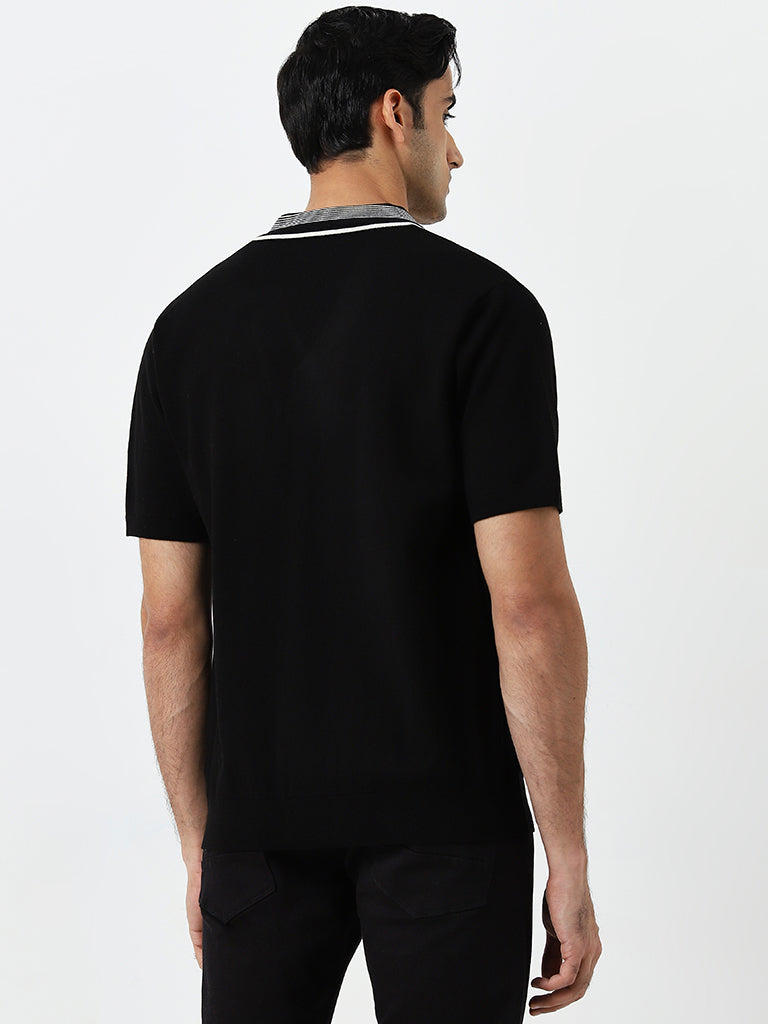 Ascot Black Striped Relaxed-Fit T-Shirt