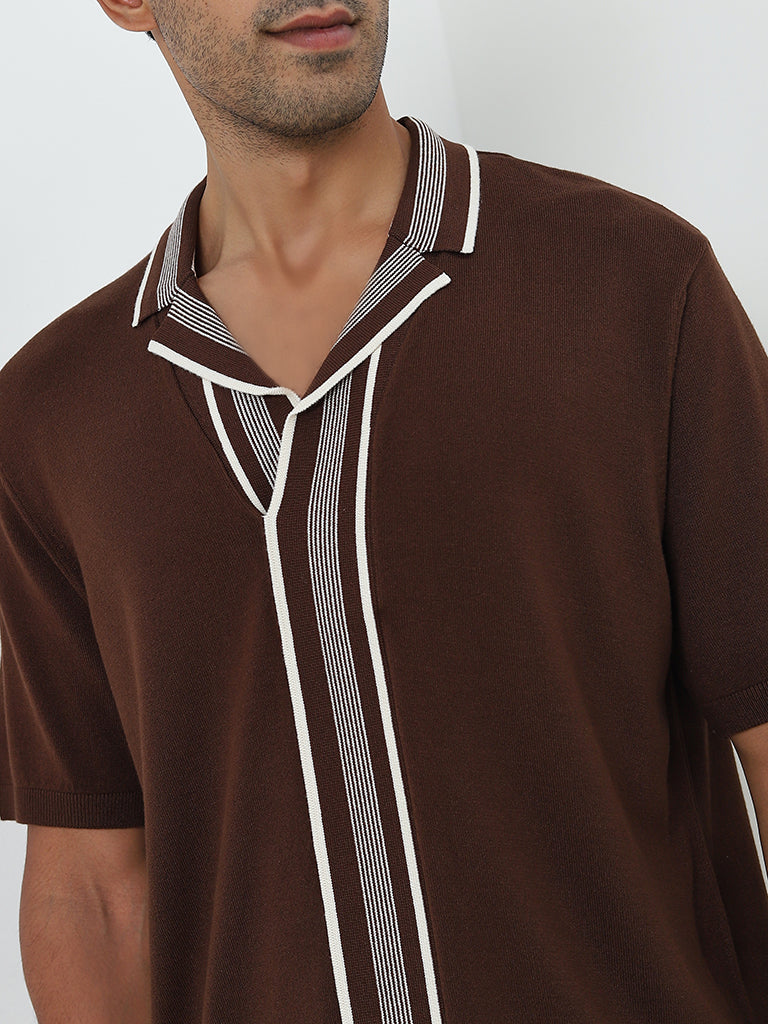 Ascot Brown Striped Relaxed-Fit T-Shirt