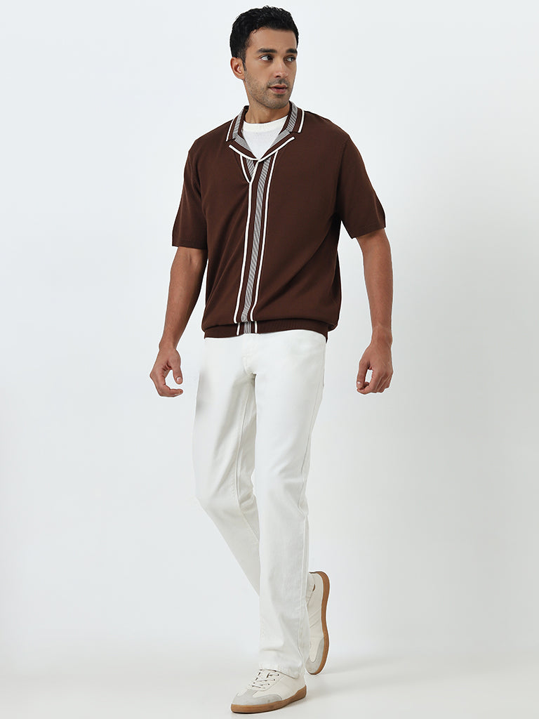 Ascot Brown Striped Relaxed-Fit T-Shirt