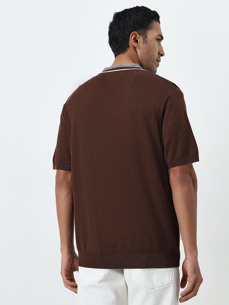 Ascot Brown Striped Relaxed-Fit T-Shirt