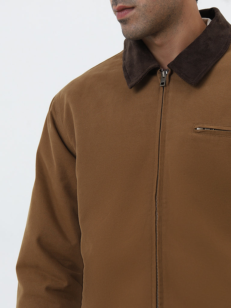 WES Casuals Tan Relaxed-Fit Cotton Jacket