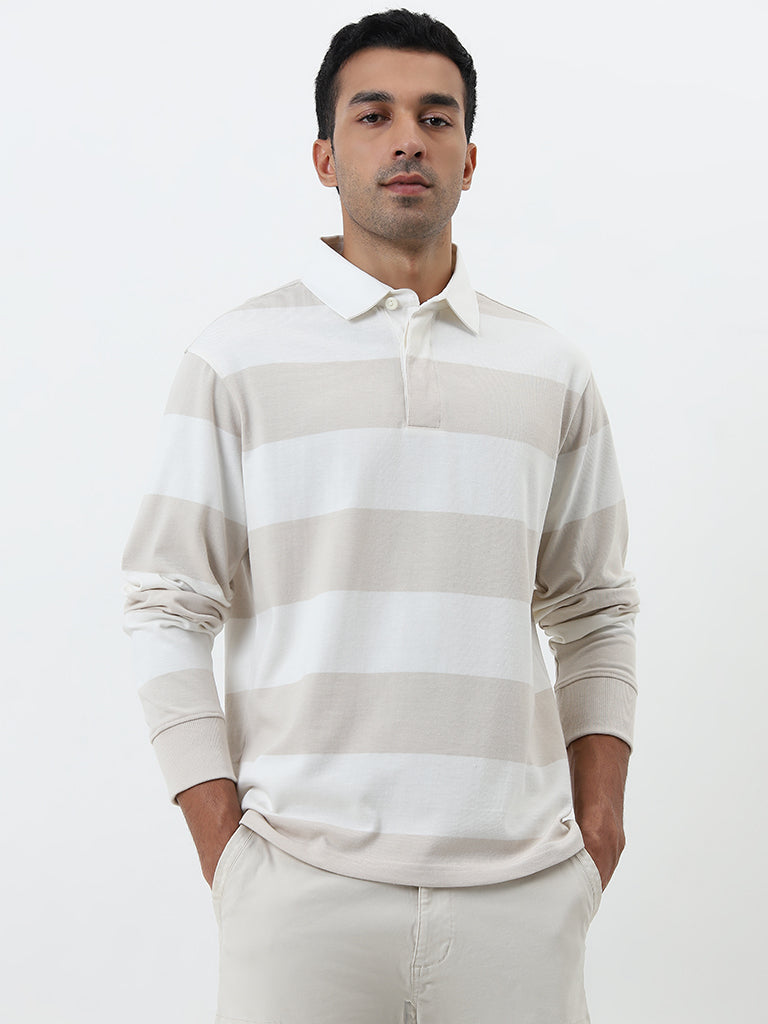 WES Casuals Beige Relaxed-Fit T-Shirt