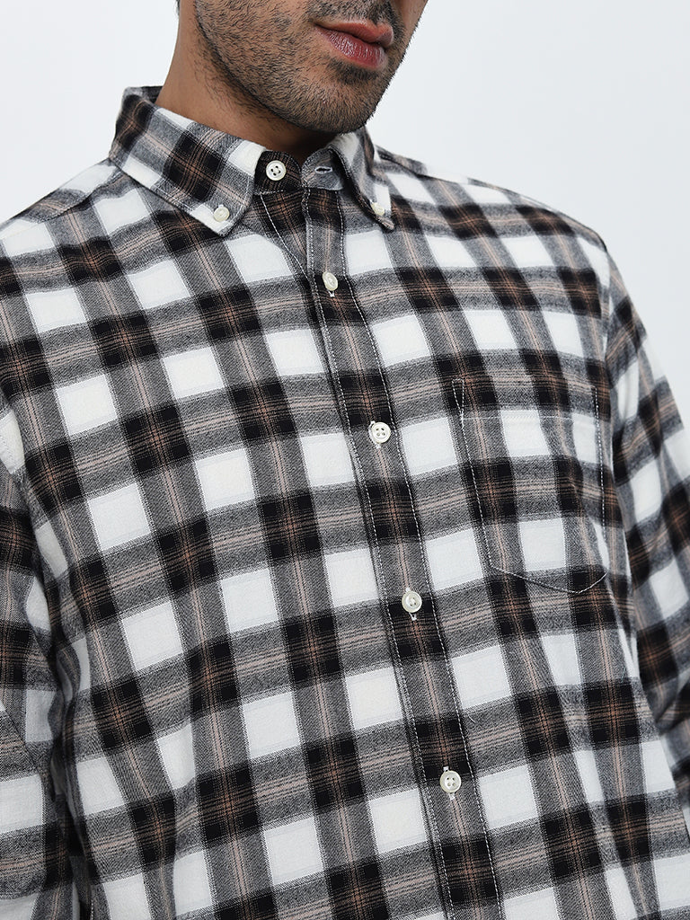 WES Casuals Multicolour Checkered Relaxed-Fit Cotton Shirt