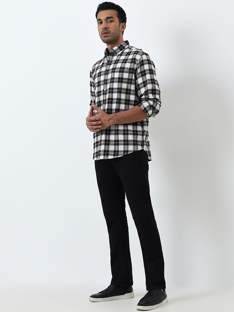 WES Casuals Multicolour Checkered Relaxed-Fit Cotton Shirt