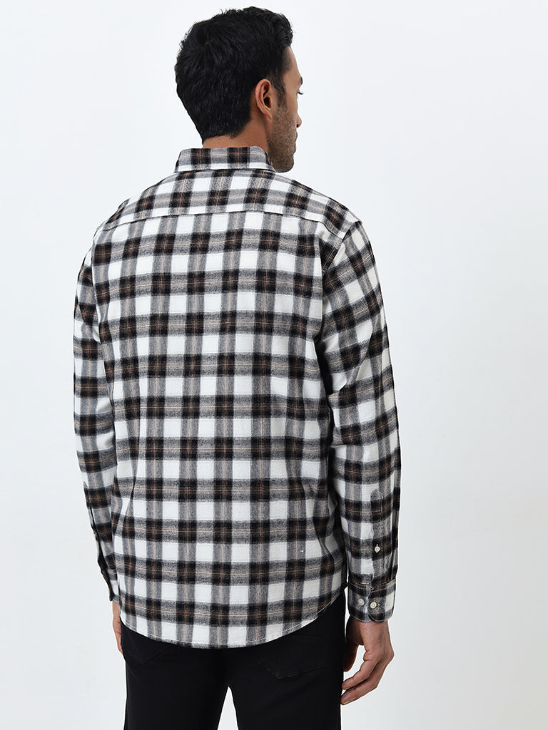 WES Casuals Multicolour Checkered Relaxed-Fit Cotton Shirt