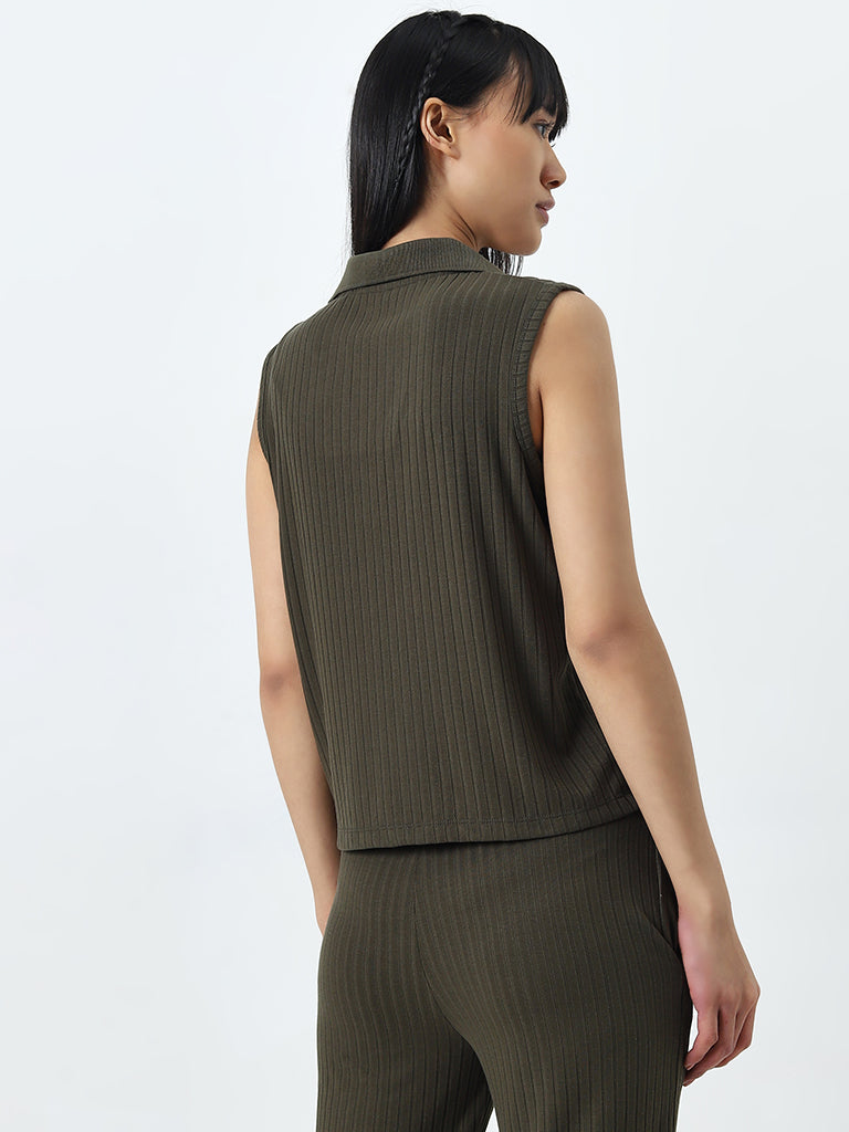 Studiofit Olive Ribbed Textured Jacket