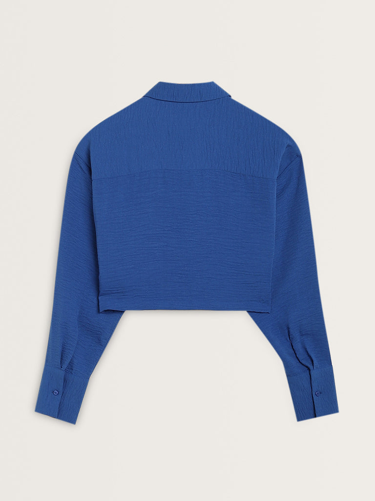 Nuon Blue Crinkle Textured Shirt