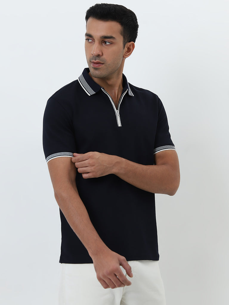 WES Casuals Navy Relaxed-Fit Polo T-Shirt