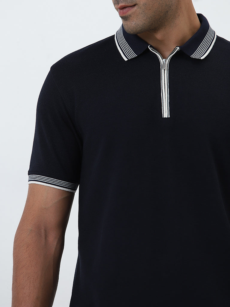 WES Casuals Navy Relaxed-Fit Polo T-Shirt