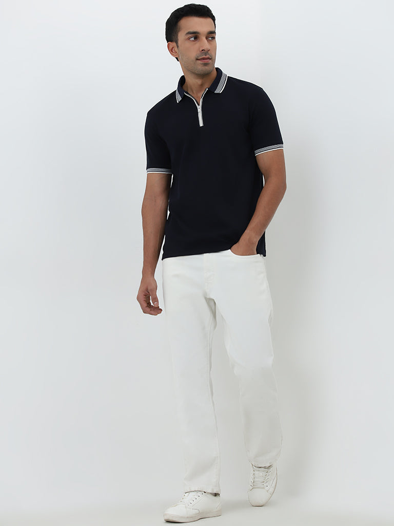 WES Casuals Navy Relaxed-Fit Polo T-Shirt