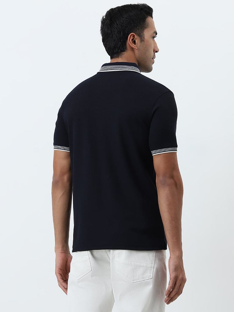 WES Casuals Navy Relaxed-Fit Polo T-Shirt