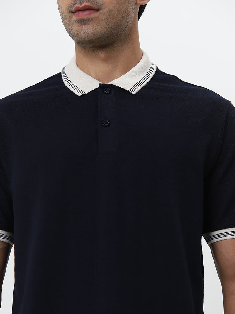 WES Casuals Navy Relaxed-Fit Polo T-Shirt