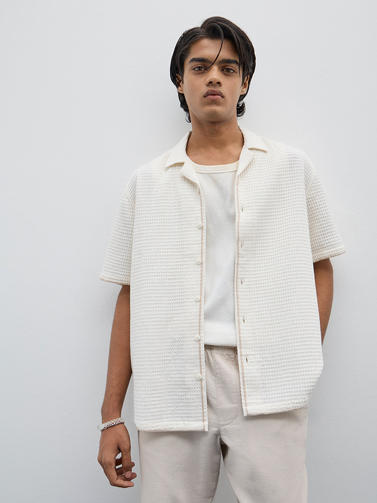 ETA Off-White Waffle-Textured Relaxed-Fit Cotton Shirt