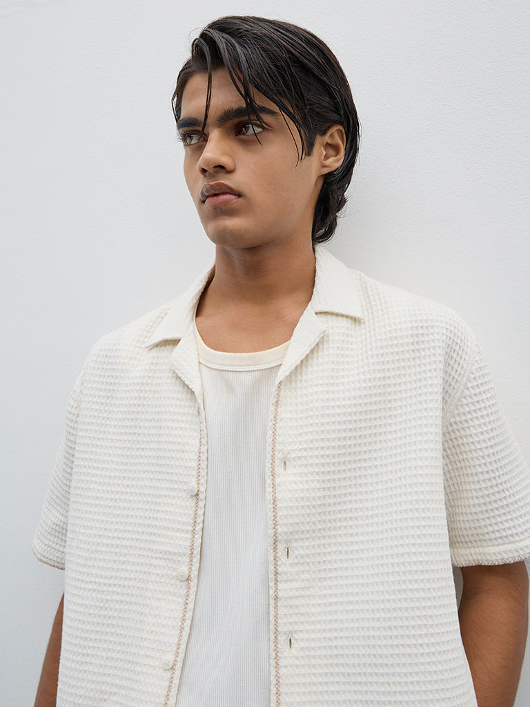 ETA Off-White Waffle-Textured Relaxed-Fit Cotton Shirt