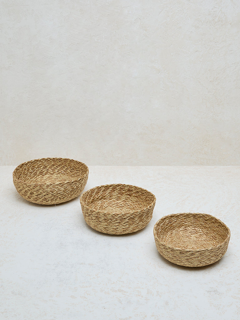 Westside Home Beige Woven Basket - (Set of 3)