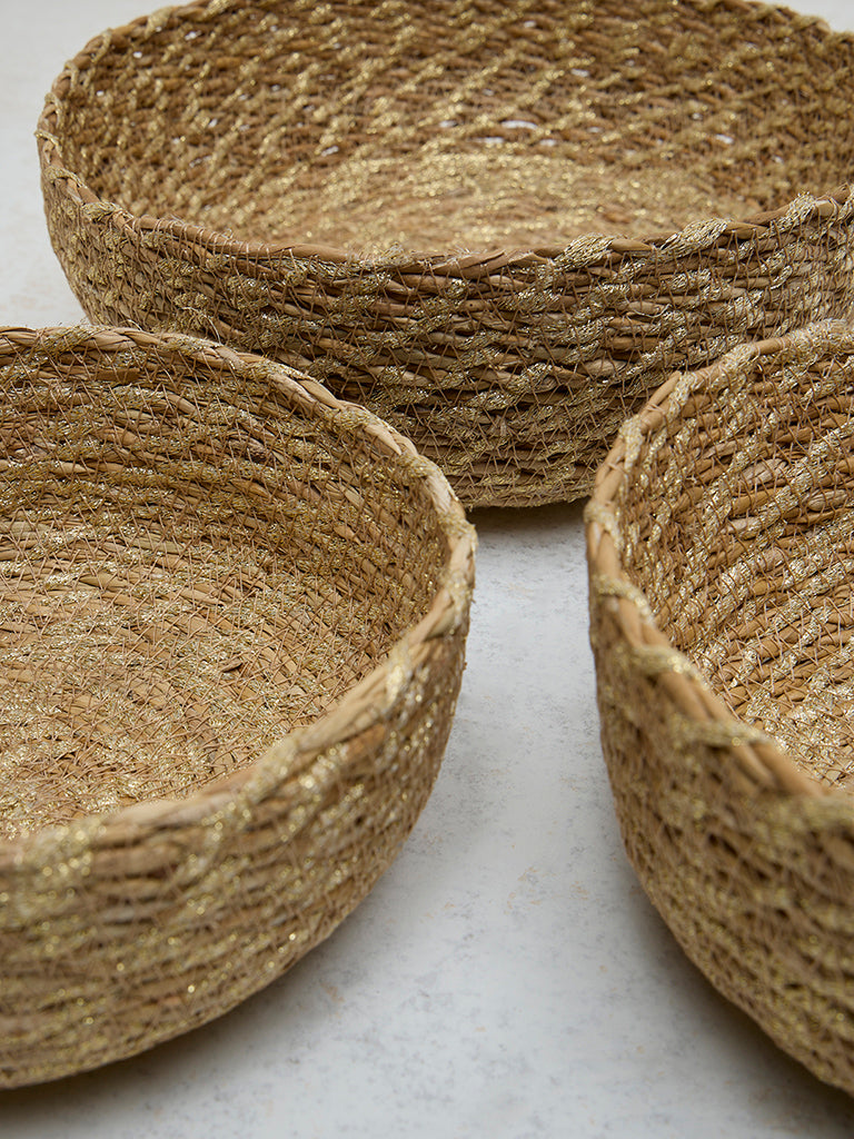 Westside Home Beige Woven Basket - (Set of 3)