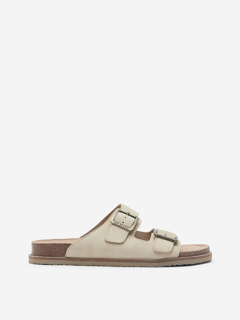 SOLEPLAY Beige Dual Strap Slip-On Sandals