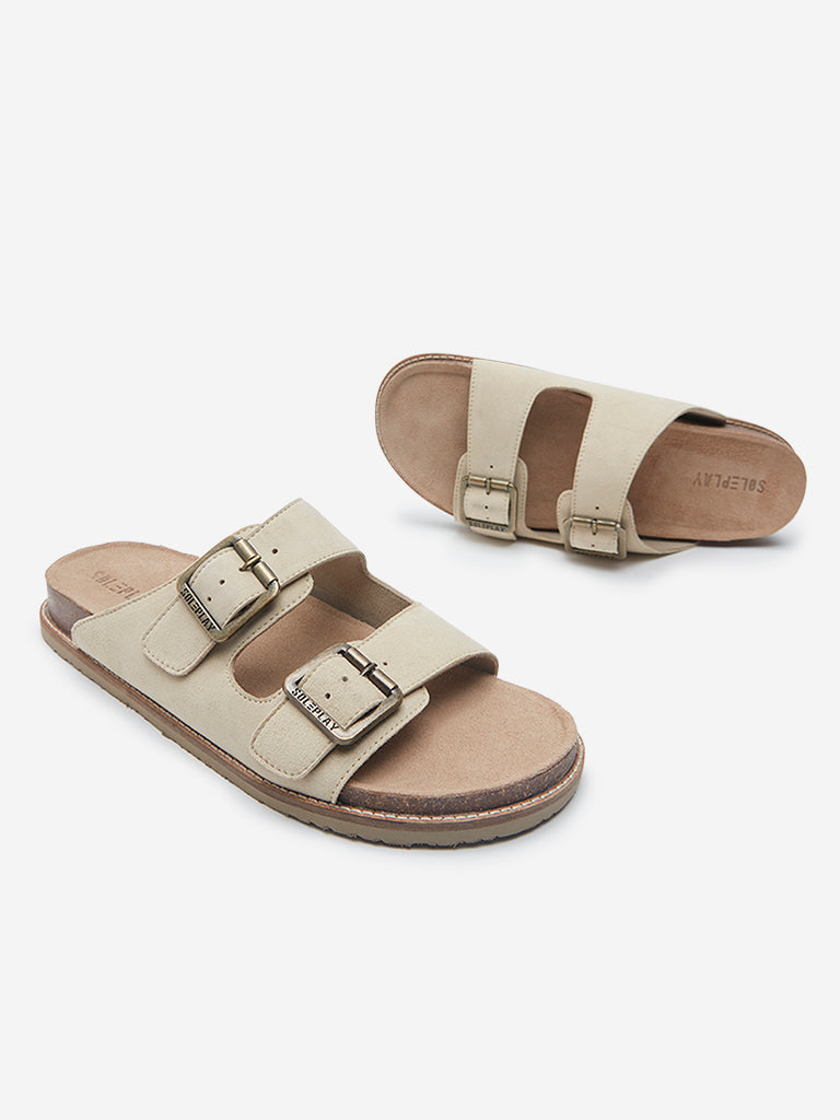 SOLEPLAY Beige Dual Strap Slip-On Sandals