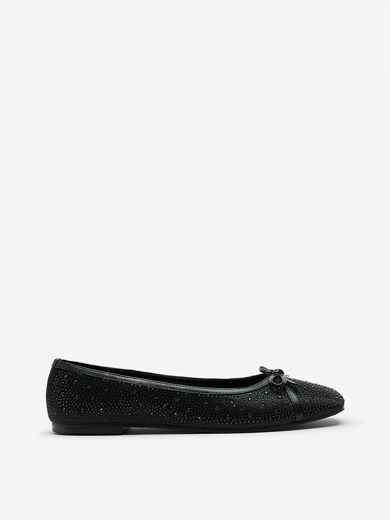 LUNA BLU Black Embellished Ballerina