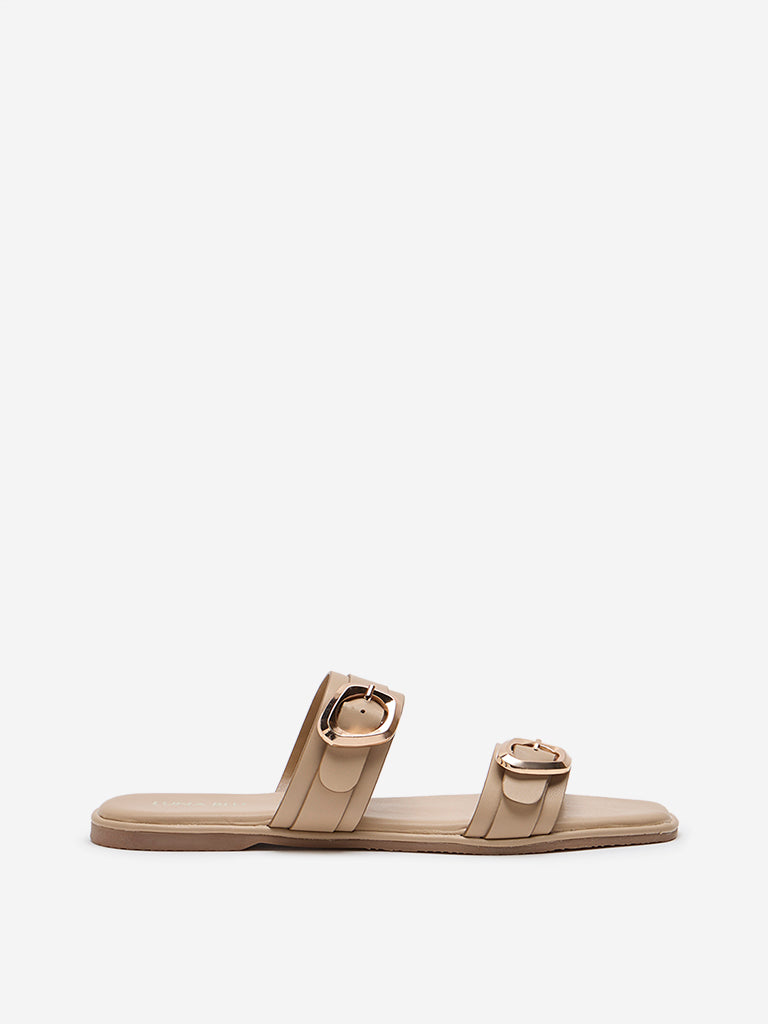 LUNA BLU Beige Dual-Strap Sandals