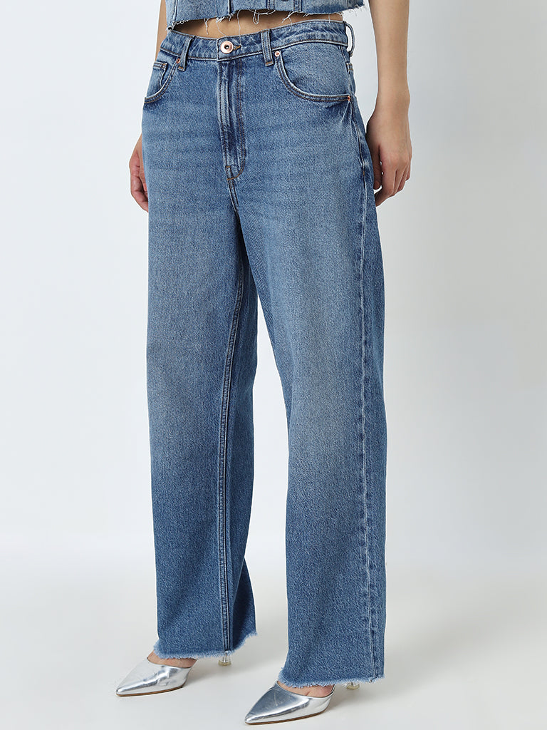 Nuon Blue Straight - Fit High - Rise Jeans