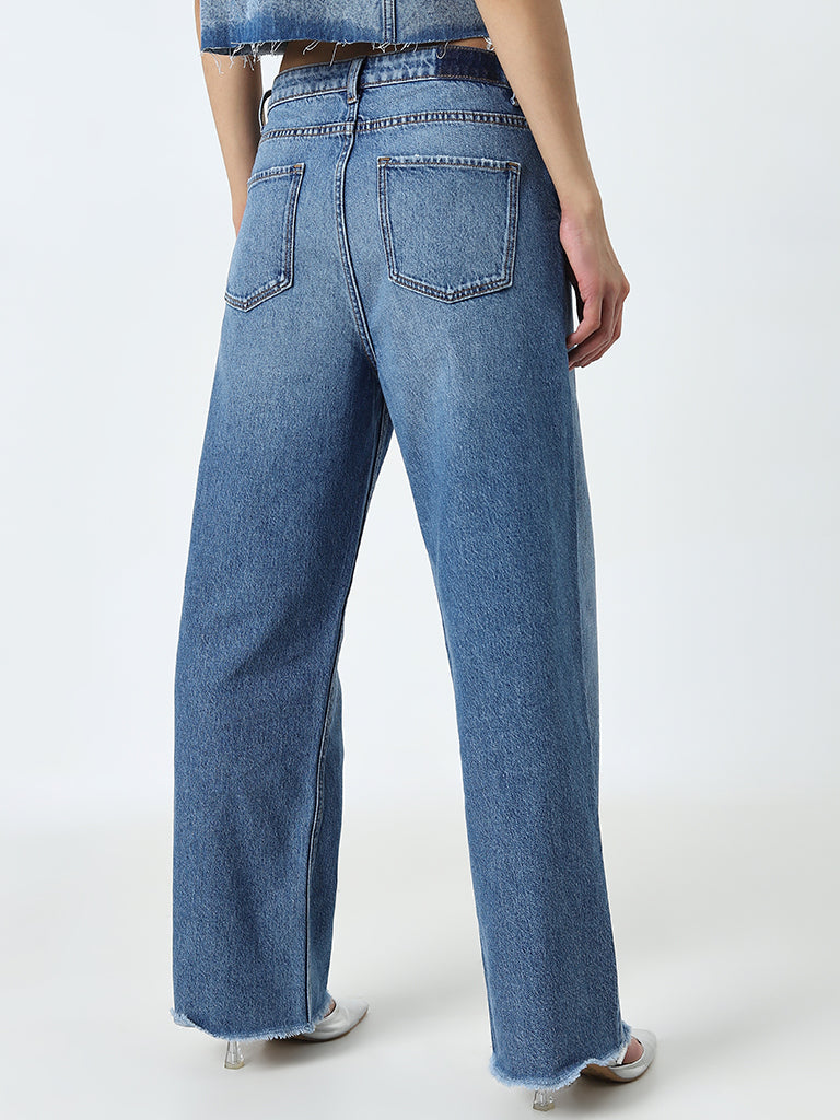 Nuon Blue Straight - Fit High - Rise Jeans