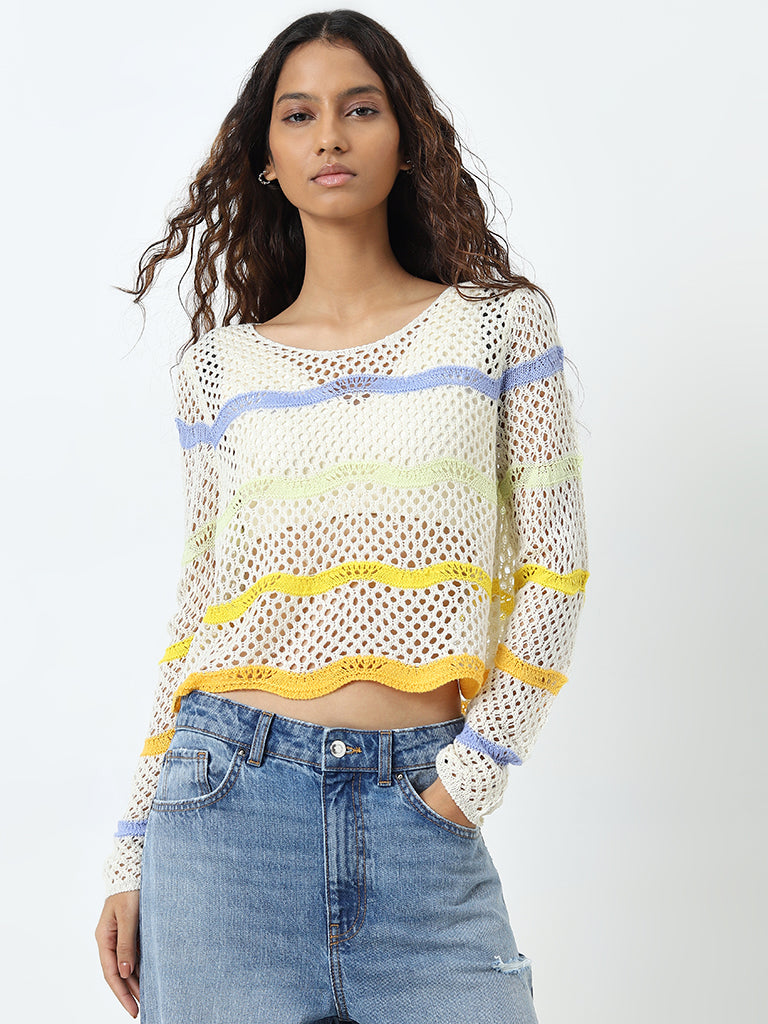 Nuon Off-White Knitted Top