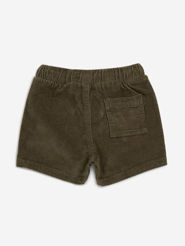 HOP Baby Sage Ribbed Mid-Rise Cotton Blend Shorts