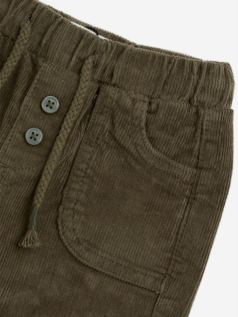 HOP Baby Sage Ribbed Mid-Rise Cotton Blend Shorts