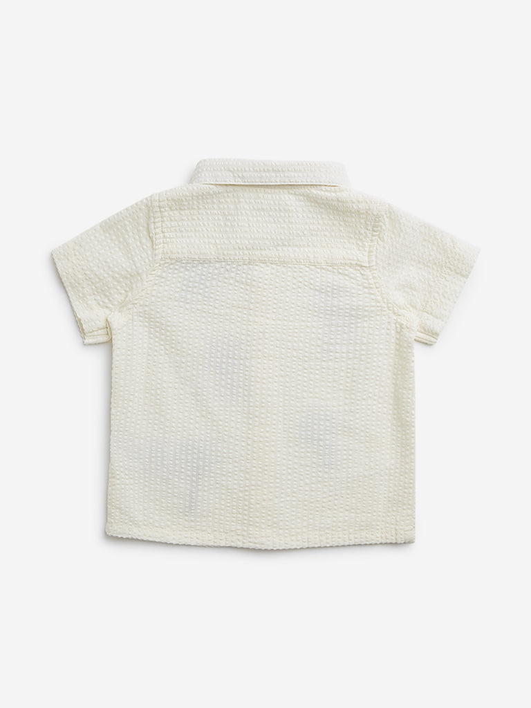 HOP Baby Off-White Seersucker Cotton Shirt