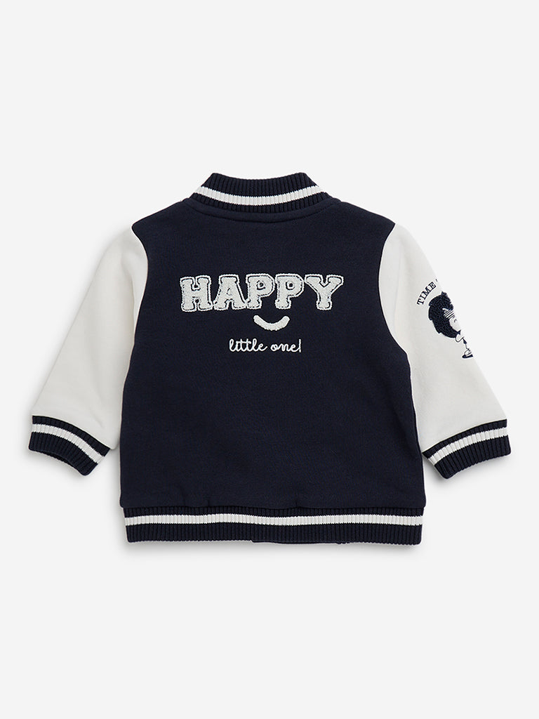 HOP Baby Navy Colour-Blocked Varsity Jacket