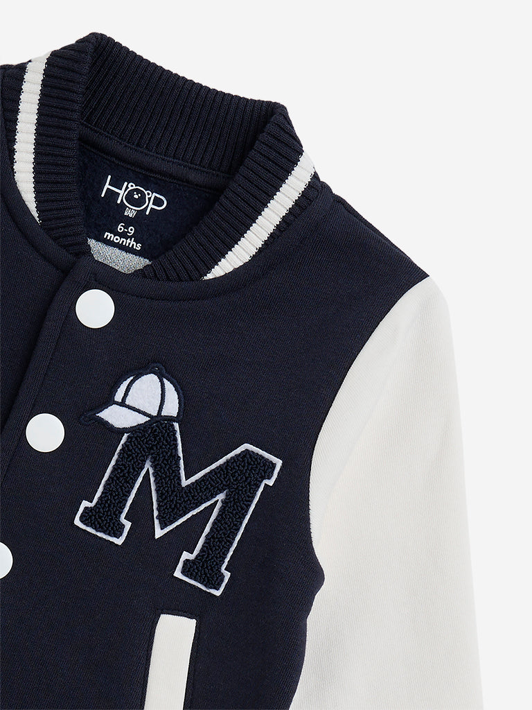 HOP Baby Navy Colour-Blocked Varsity Jacket