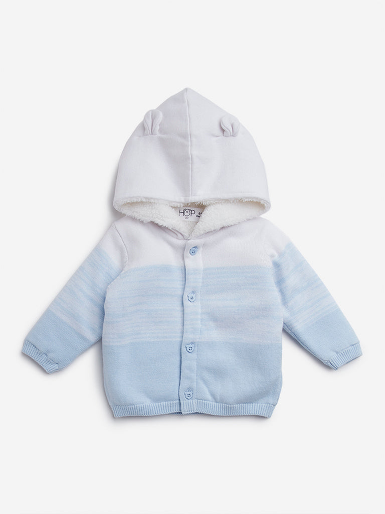 HOP Baby Light Blue Colour-Blocked Cotton Sweater