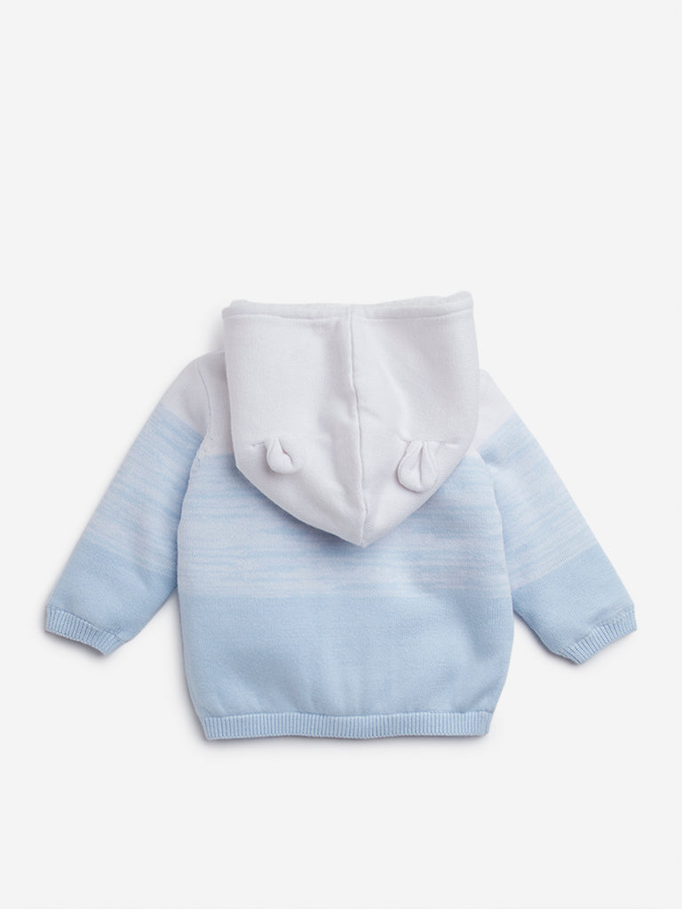 HOP Baby Light Blue Colour-Blocked Cotton Sweater