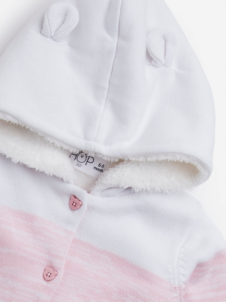 HOP Baby Light Pink Colour-Blocked Cotton Sweater