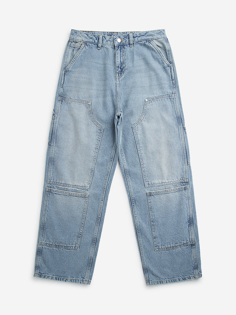 Y&F Kids Blue Faded Straight - Fit High - Rise Jeans