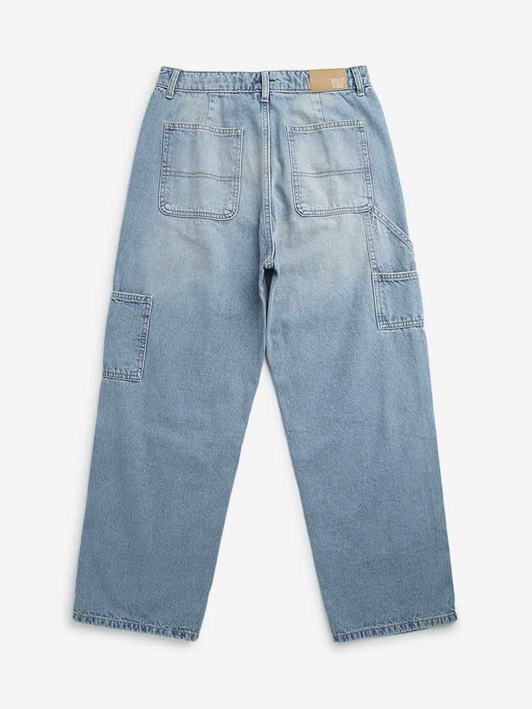 Y&F Kids Blue Faded Straight - Fit High - Rise Jeans