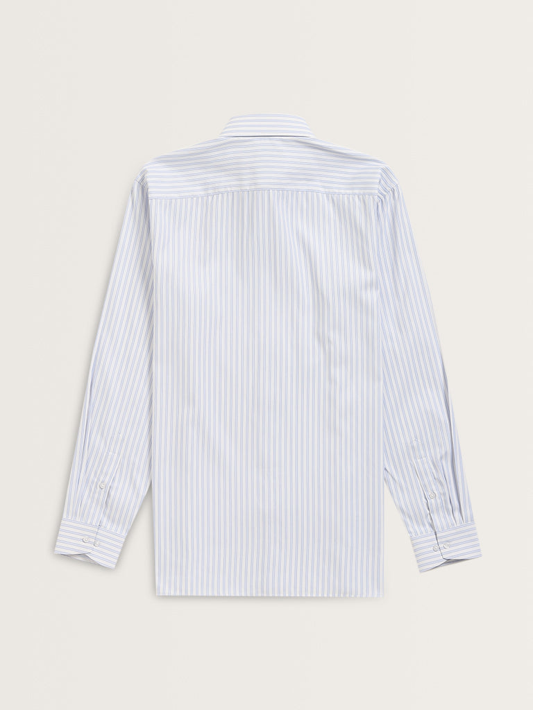 WES Formals Blue Stripe Pattern Relaxed-Fit Shirt