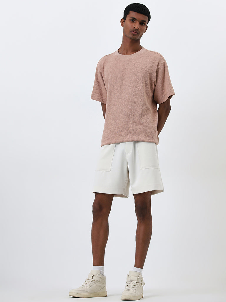 Studiofit Off-White Relaxed-Fit Mid-Rise Shorts