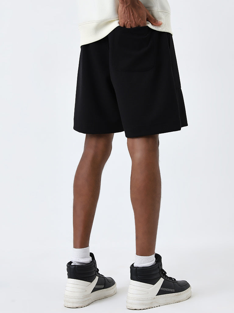 Studiofit Black Relaxed-Fit Mid-Rise Shorts